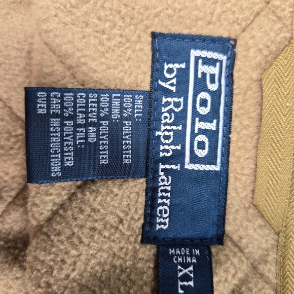 Vintage Polo Ralph Lauren Jacket Mens XL Tan Quilted Insulated Fleece Lined - Picture 3 of 16